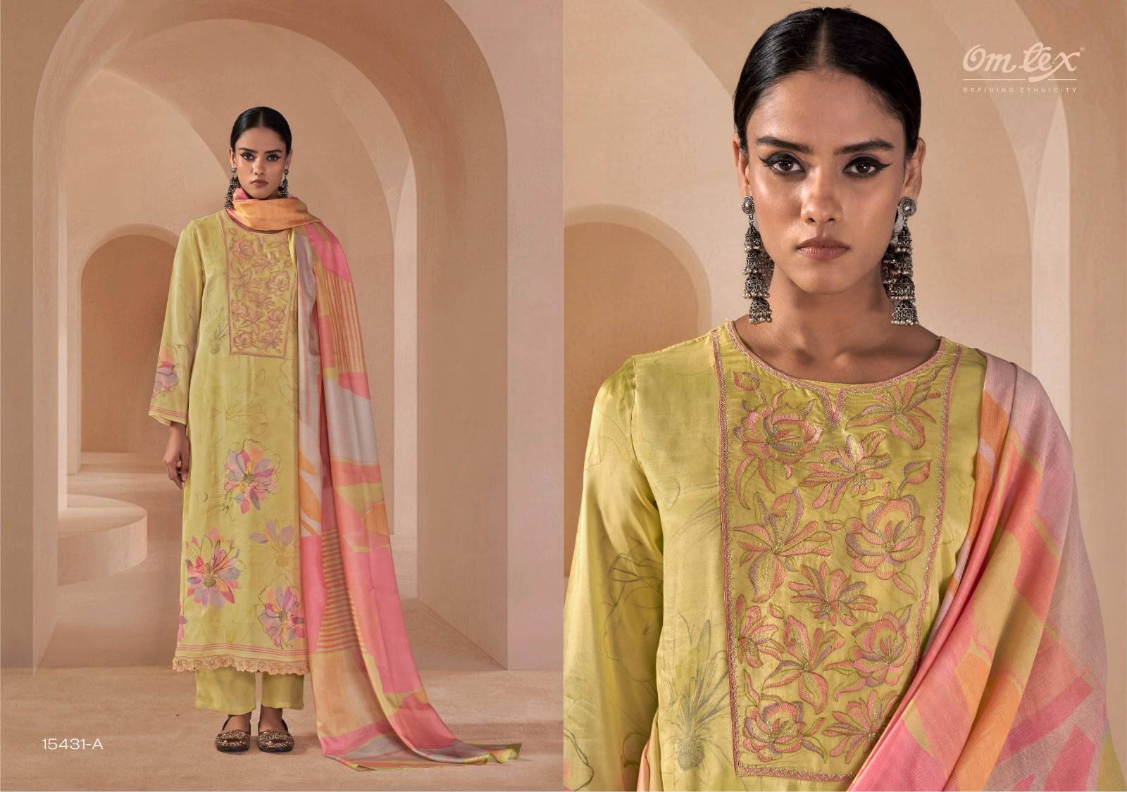 AFSEEN By Om Tex 15431 Series Beautiful Festive Suits Stylish Colorful Fancy Casual Wear & Ethnic Wear Muslin Silk Dresses At Wholesale Price